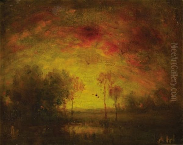 Sunset Oil Painting by Henry Hammond Ahl