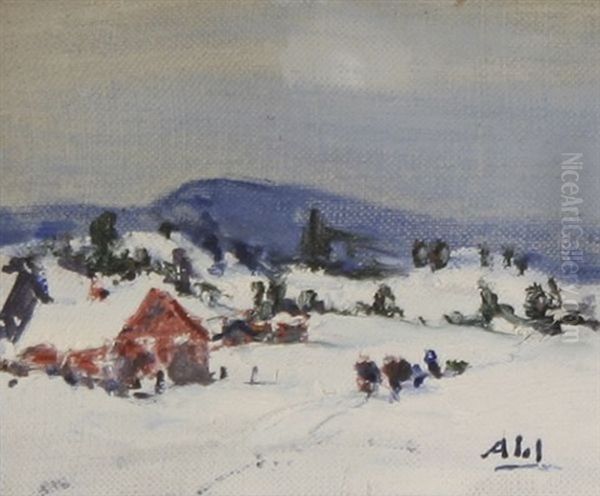 The Old Farm In Winter Oil Painting by Henry Hammond Ahl