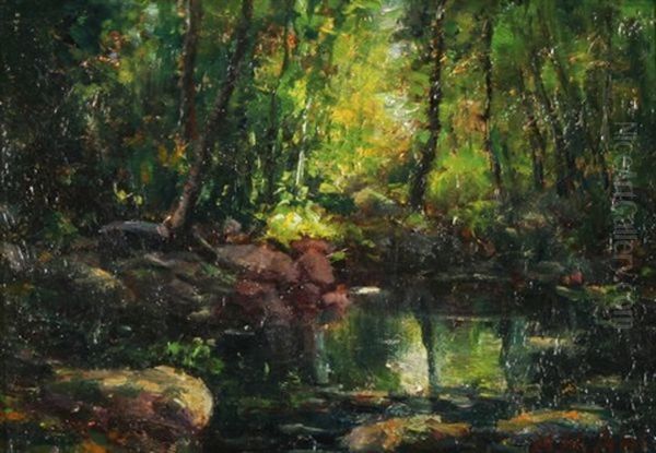 Woodland Brook Oil Painting by Henry Hammond Ahl