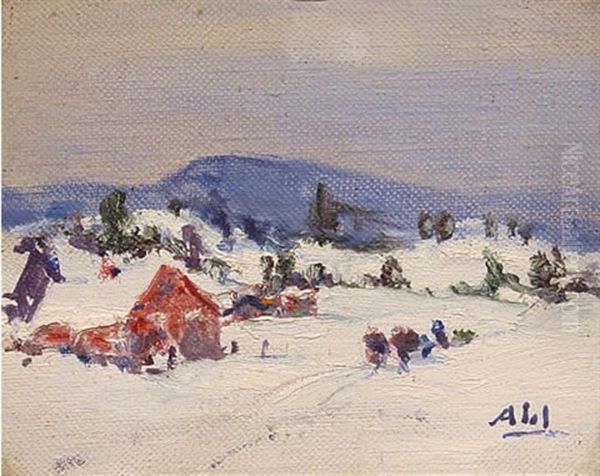 The Old Farm In Winter Oil Painting by Henry Hammond Ahl