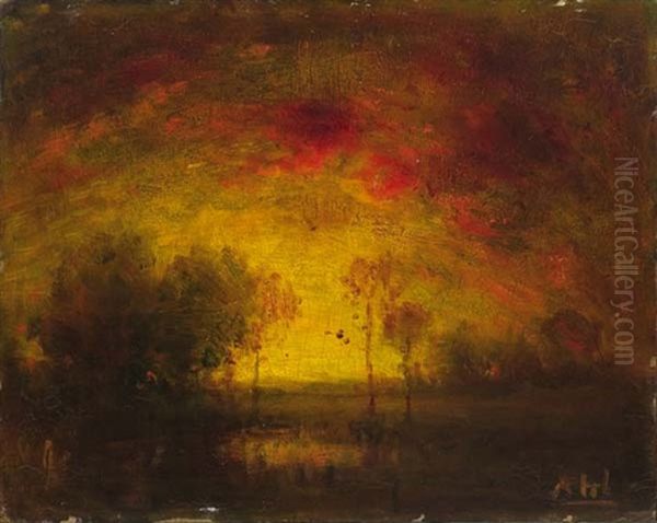 Evening Glow Oil Painting by Henry Hammond Ahl