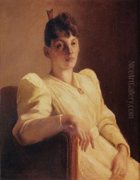 Portrait Of A Young Lady Oil Painting by Henry Hammond Ahl