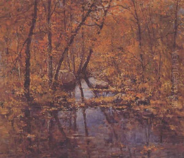 Fall River Landscape Oil Painting by Henry Hammond Ahl