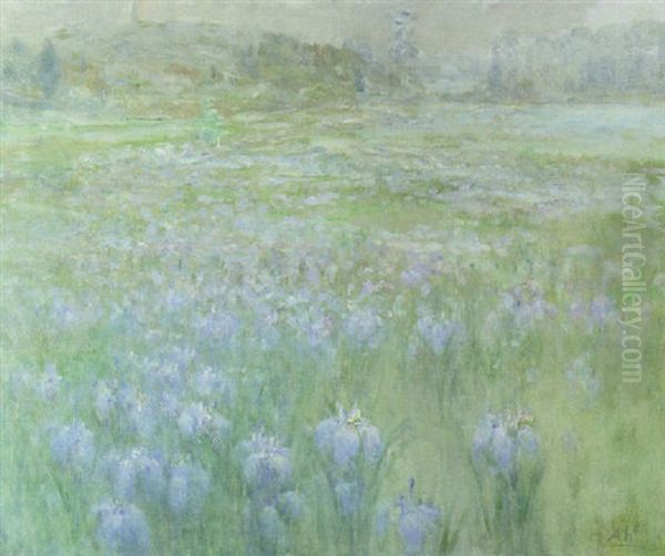 Landscape With Irises Oil Painting by Henry Hammond Ahl