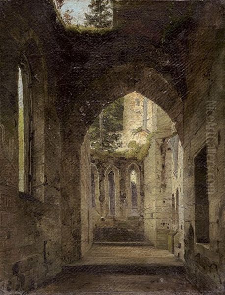 Blick In Die Klosterruine Auf Dem Oybin Bei Zittau Oil Painting by August Wilhelm Julius Ahlborn