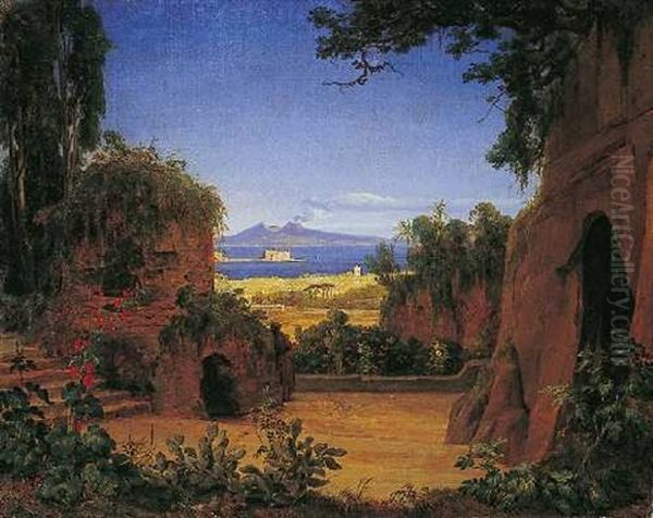 Vesuvlandschaft Oil Painting by August Wilhelm Julius Ahlborn