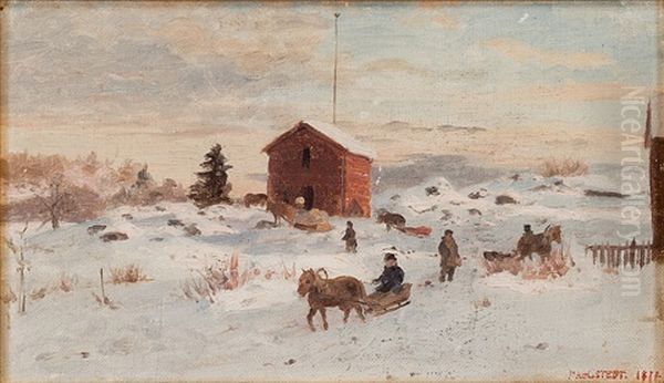 Hunger Winter Of 1872 Oil Painting by Fredrik Ahlstedt