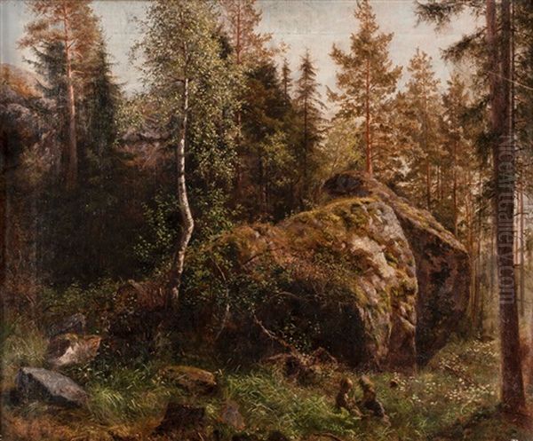 In The Forest Oil Painting by Fredrik Ahlstedt