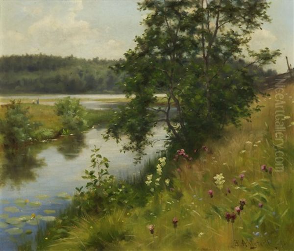 Summer Landscape Oil Painting by Fredrik Ahlstedt