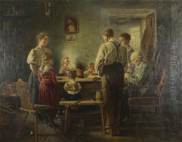 Tischgebet Oil Painting by Arthur Ahnert