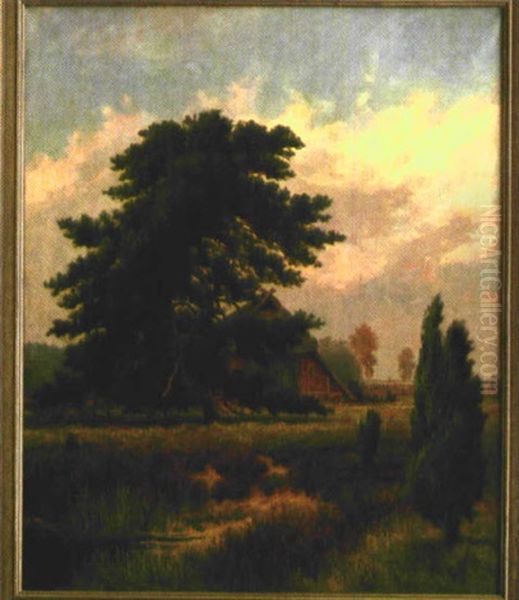 Schuckenstall In Der Heide Oil Painting by Arthur Willibald Ahnert