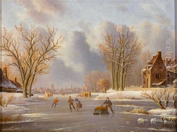 Eisvergnugen Oil Painting by Carl Eduard Ahrendts