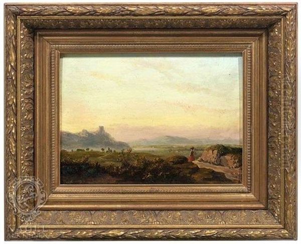 Sonnenaufgang Uber Einer Weiten Landschaft Oil Painting by Carl Eduard Ahrendts