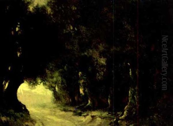 A Road Through The Woods Oil Painting by Carl Henry Von Ahrens