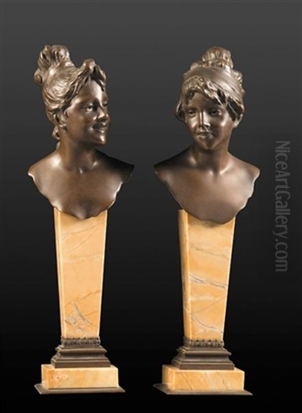 Busts (pair) Oil Painting by Paul Aichele