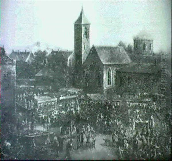 Jahrmarkt In Einer Stadt Oil Painting by Karl Joseph Aigen