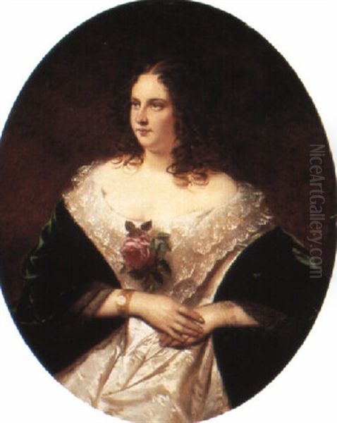 A Portrait Of Bertha Von Satter Oil Painting by Joseph Mathaeus Aigner