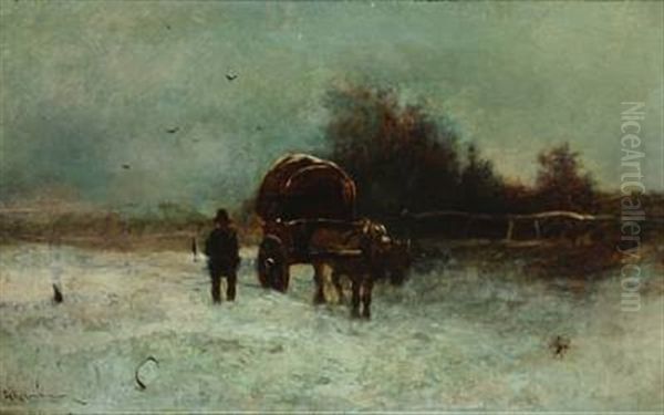 Winterlandscape With Carriage by George W. Aikman