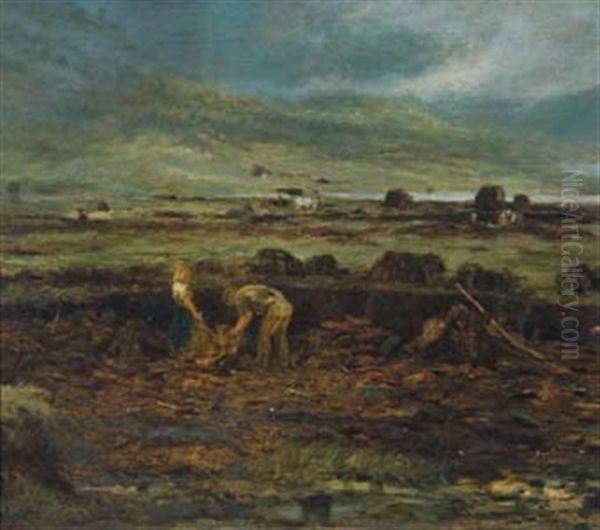 The Peat Cutters Oil Painting by George W. Aikman