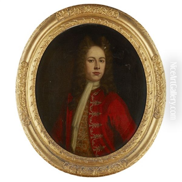 Portrait Of A Gentleman In A Red Coat Oil Painting by William Aikman