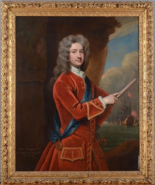 Portrait Of John Campbell, 2nd Duke Of Argyll, In Red Coat And Wearing The Order Of The Garter Oil Painting by William Aikman