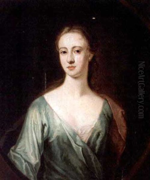 Portrait Of A Lady - Mrs. Mcfarlane, Daughter Of Lord Halbett Of Pitfirrane? (+ Portrait Of A Lady; Pair) Oil Painting by William Aikman