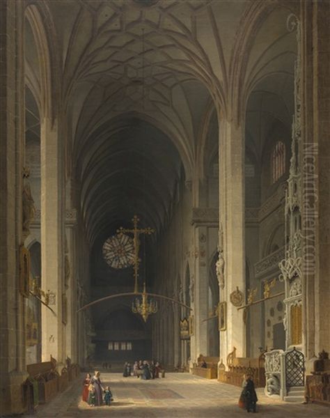 Chor Und Sakramentshaus Der Nurnberger Lorenzkirche, Nach Westen Gesehen Oil Painting by Max Emanuel Ainmiller