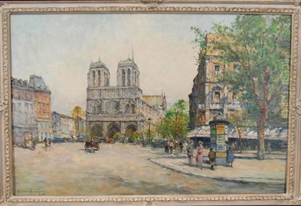 Notre Dame Oil Painting by Dennis Ainsley