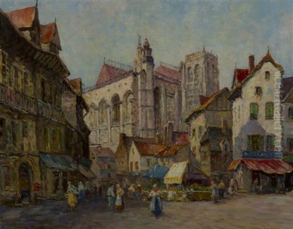 French Village Oil Painting by Dennis Ainsley