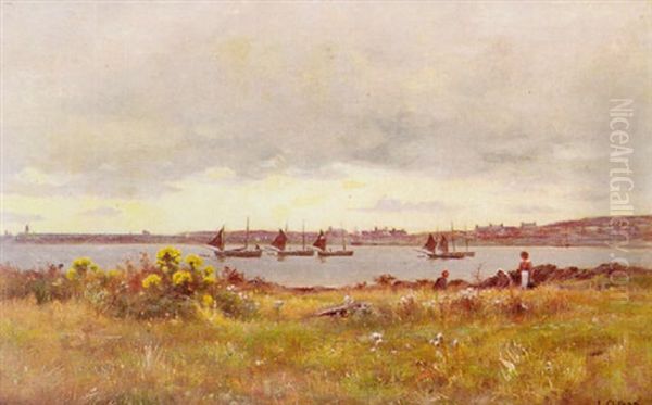 View Accross An Estuary Oil Painting by James Alfred Aitken