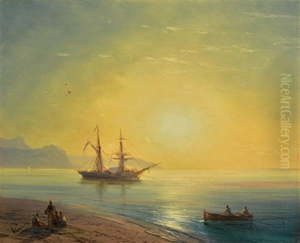 Sunset In Crimea Oil Painting by Ivan Konstantinovich Aivazovsky