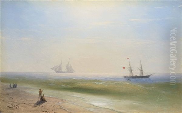 Sailing Along The Shore Oil Painting by Ivan Konstantinovich Aivazovsky