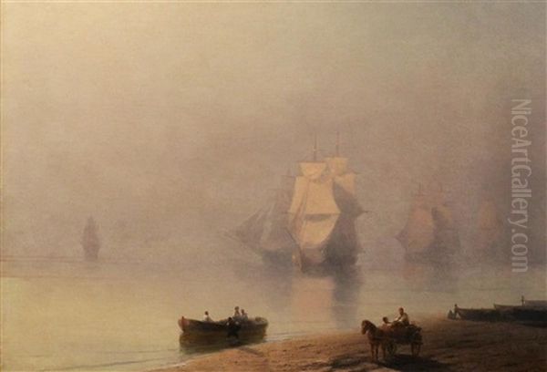 Fishermen At Dawn Oil Painting by Ivan Konstantinovich Aivazovsky