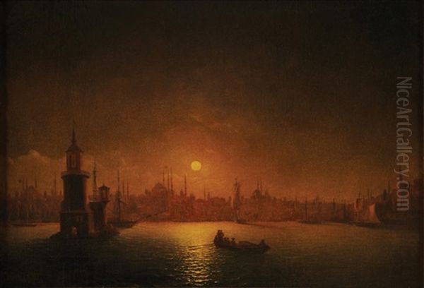 Ay Isiginda Istanbul Oil Painting by Ivan Konstantinovich Aivazovsky