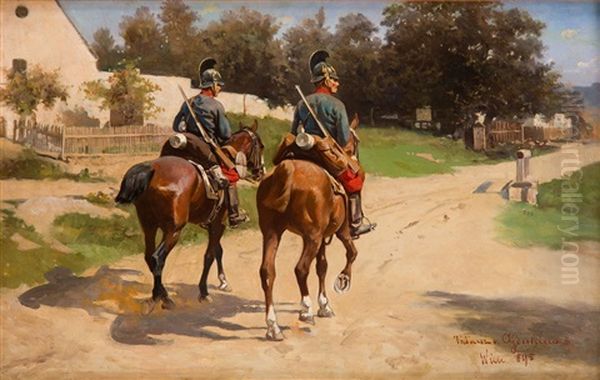 Horse Soldiers Oil Painting by Tadeusz Ajdukiewicz