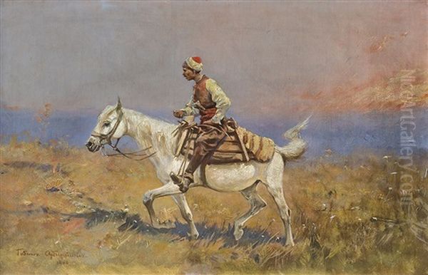 Steppe Rider Oil Painting by Tadeusz Ajdukiewicz