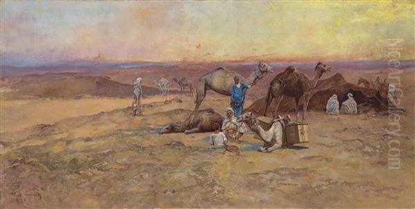 Resting In The Desert Oil Painting by Tadeusz Ajdukiewicz