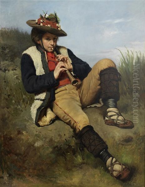 The Shepherd Boy Oil Painting by Tadeusz Ajdukiewicz