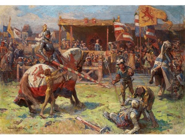 Rittertunier Oil Painting by Zygmunt Ajdukiewicz