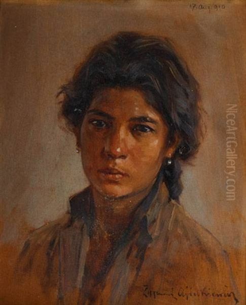 Portret Dziewczyny Oil Painting by Zygmunt Ajdukiewicz