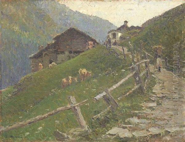 Frazione Di Champoluc Oil Painting by Lidio Ajmone