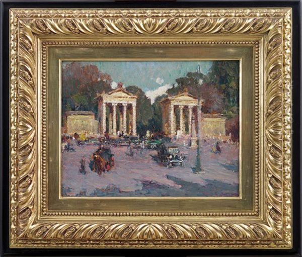 Roma, Ingresso A Villa Borghese Oil Painting by Lidio Ajmone