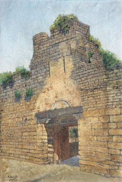 Gate Of City Wall Oil Painting by Ahmet Ziya Akbulut