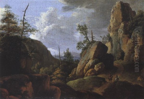 Gebirgslandschaft Mit Zwei Reitern Oil Painting by Jan Van Aken