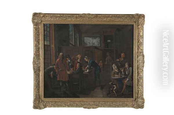 The Interior Of An Alehouse Oil Painting by Josef van Aken