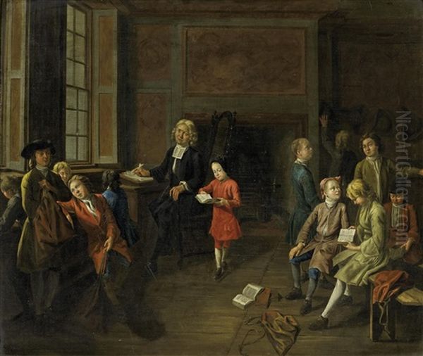 Schulstunde Fur Knaben Im Pfarrhaus by Josef van Aken