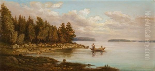 On The Lake Oil Painting by Rudolph Akerblom