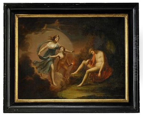 Selene Och Endymion Oil Painting by Jonas Akerstrom