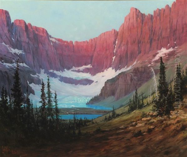 Iceberg Lake - Glacier Park Oil Painting by Louis B. Akin