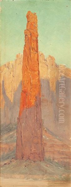 Pinnacle Rock In Canyon De Chelly Oil Painting by Louis B. Akin